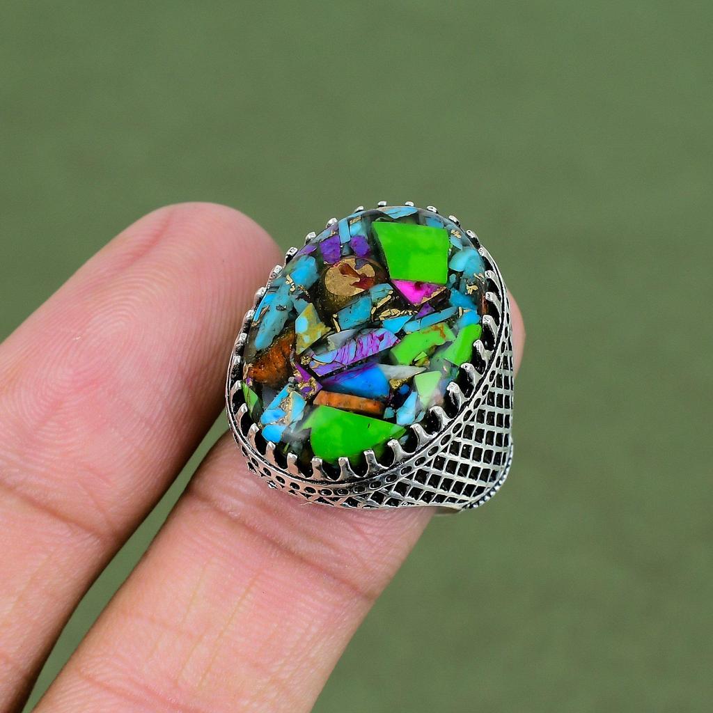 Fiesta Kingman Turquoise Ring 925 Sterling Silver Ring Handmade Designer Jewelry Multi Copper Turquoise Gemstone Ring Available In Ring Size