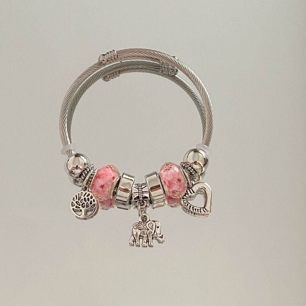 Modern Elephant Bead Bracelet With Stainless Steel Material For Fashion Casual Wear