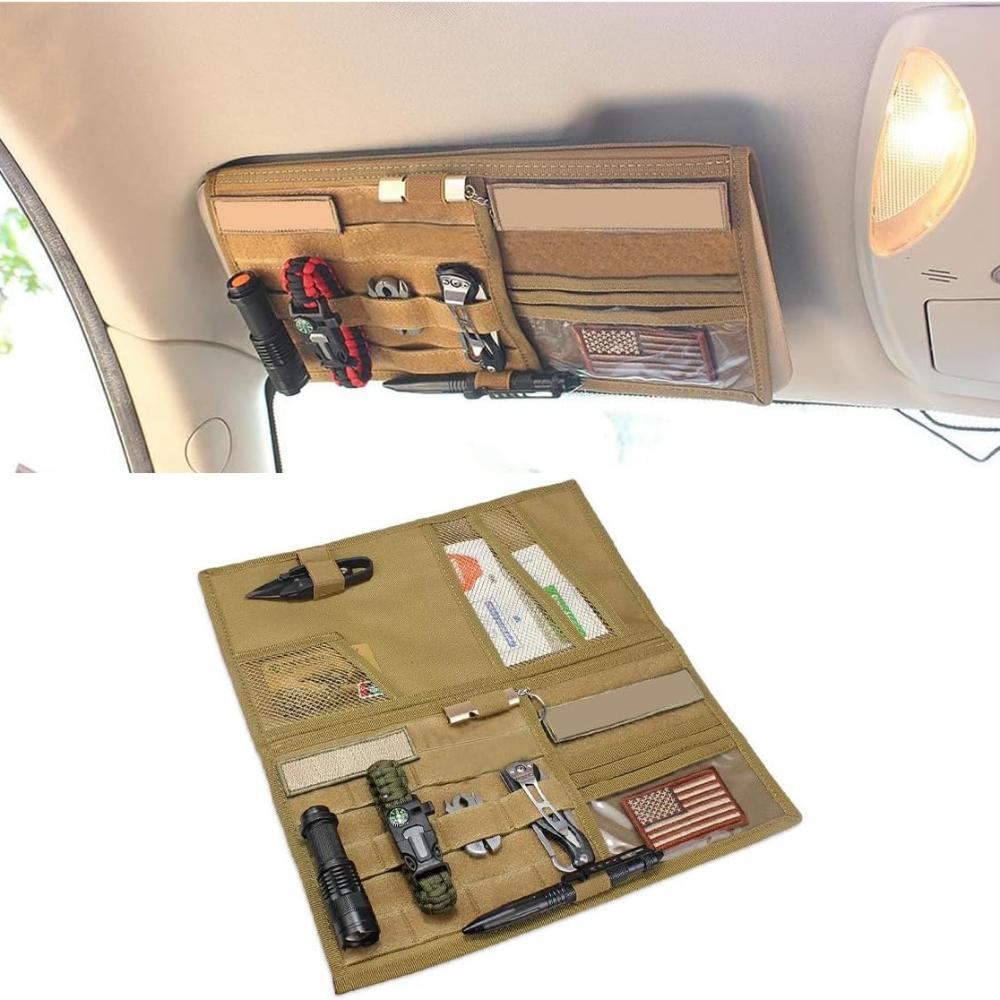 

Тактичний автомобільний органайзер для сонцезахисного козирка, великий тримач для сумки для зберігання сонцезахисного козирка Molle, сумка для зберігання автомобільного сонцезахисного козирка хакі