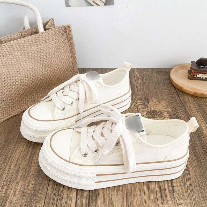 

Маленькие белые туфли на толстой подошве с увеличением роста Новые дышащие осенние парусиновые туфли Повседневные универсальные студенческие туфли на платформе маффин Индивидуальность 40