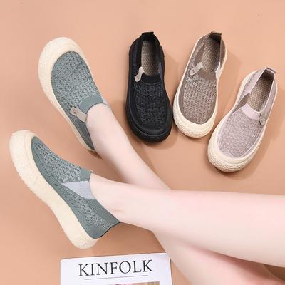 Women's Knit Mesh Lightweight Sock Sneakers Breathable Casual Walking Shoes Comfortable Slip On Platform Loafers Trainers Workout Flat for Women