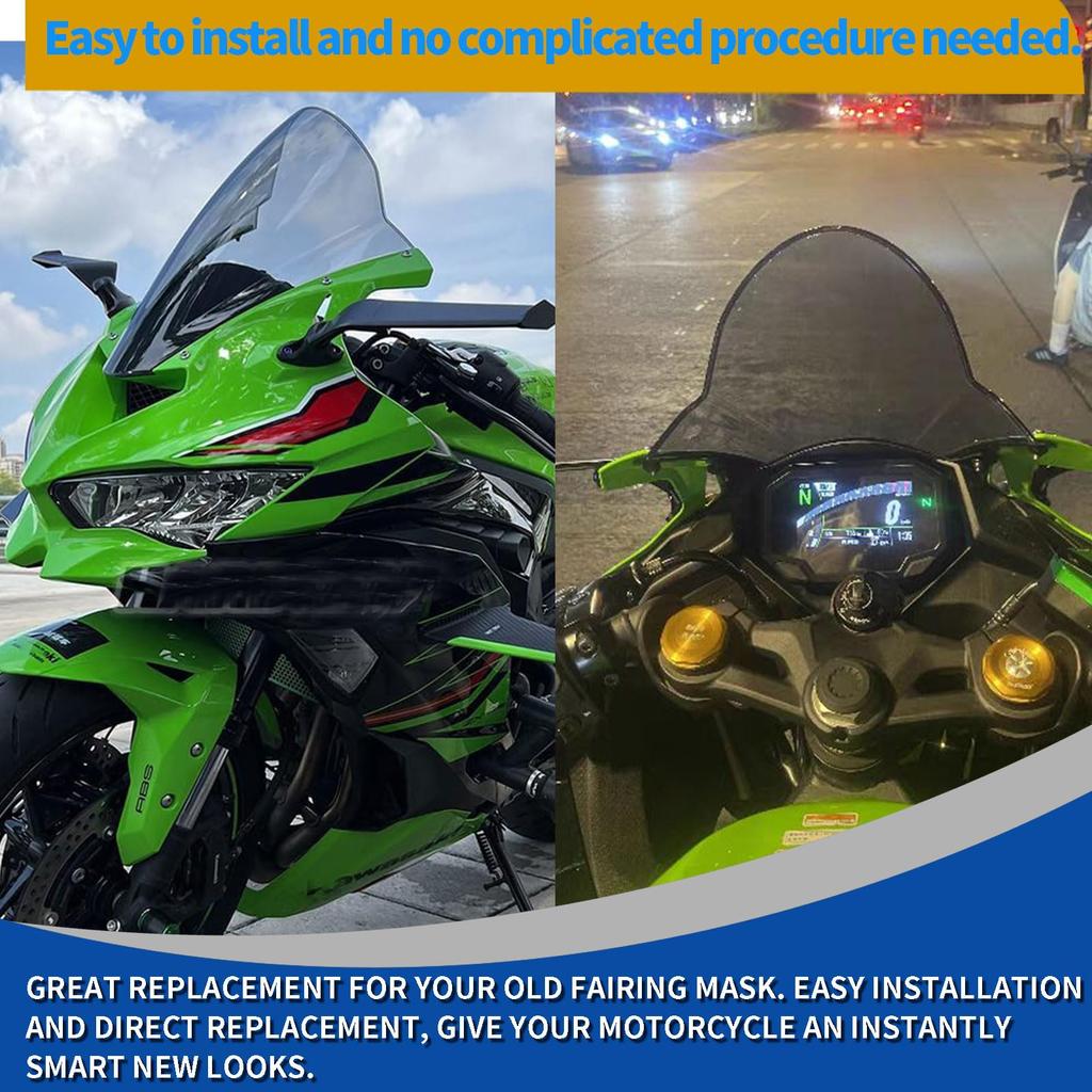 SHINKXMT Motorcycle Fly Screen ZX4R Windshield Windscreen Wind Deflector Visor Cover Compatible Models ZX-4R/ZX-4RR