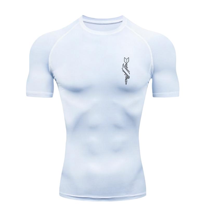 Dart Pattern Men's Sports T-shirt Training Fitness Compression Workout T-Shirt Gym T-shirts Men's Stretch T-shirt
