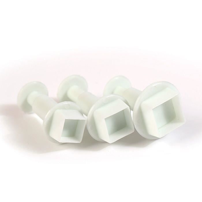 Emporte-pièces à poussoir - Carré - 3 tailles - Plastique - 1 cm, 1,3 cm, 1,5 cm