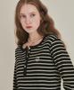 RONRON Henryneck Long Sleeve Ecru Black Stripe