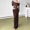 2026 Summer Women’s Long Sleeve Mesh Spliced See-through Bandeau Dress