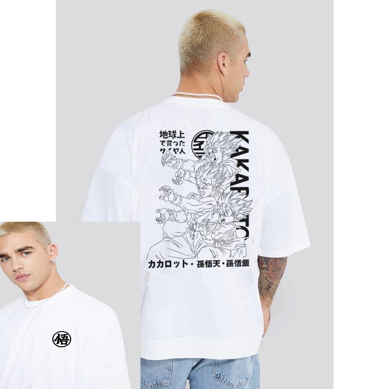 

Dragon Ball TShirt Men Summer Kakarot Gohan Goten Family Line Art Graphic Short Sleeve Streetwear Loose Fit Anime Fan Top 4XL