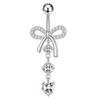 Stainless Steel Pink Dot Drill Navel Ring Nail Butterfly Zircon Simple Navel Buckle Piercing Ornament