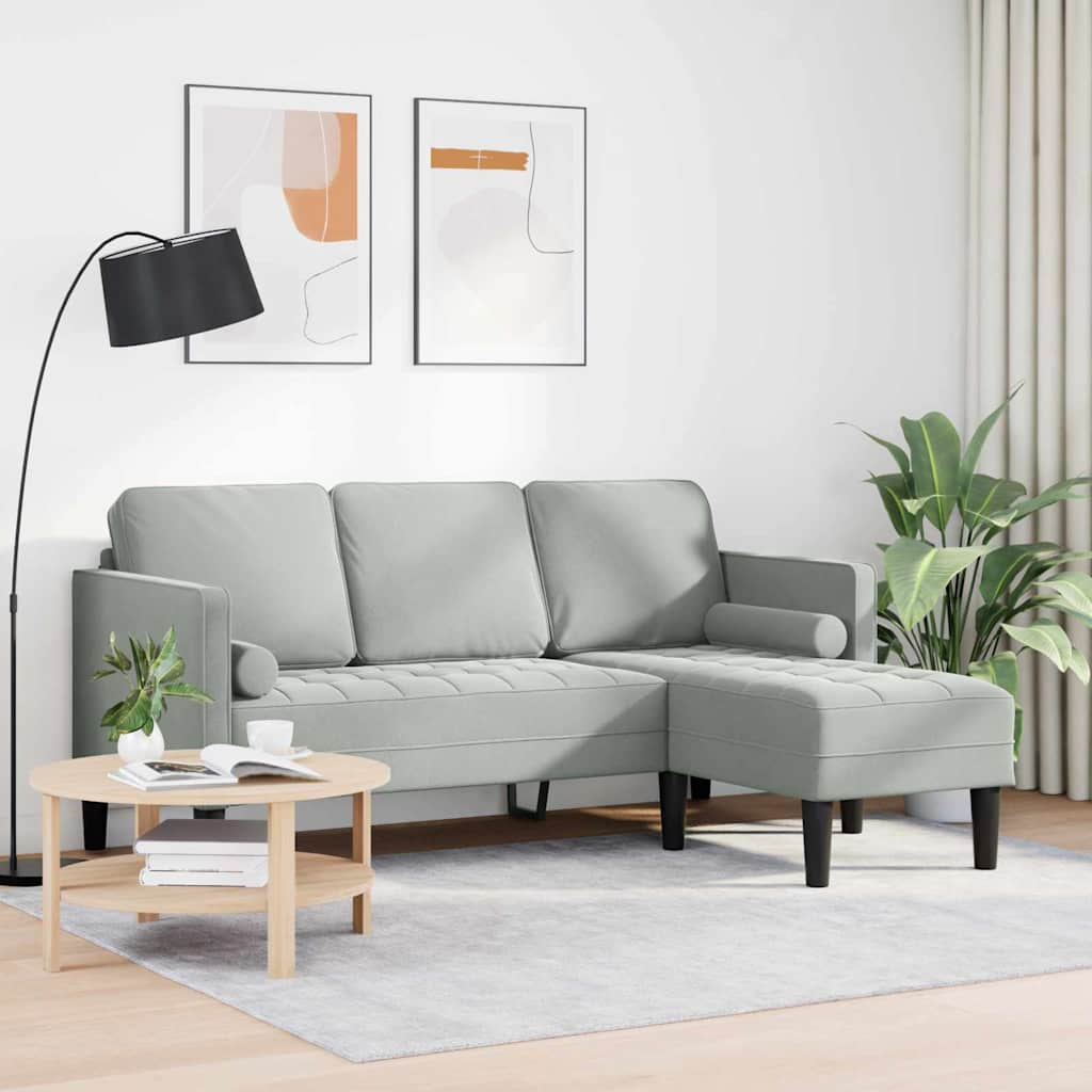 Sofa-Set mit Kissen Hellgrau Polyester