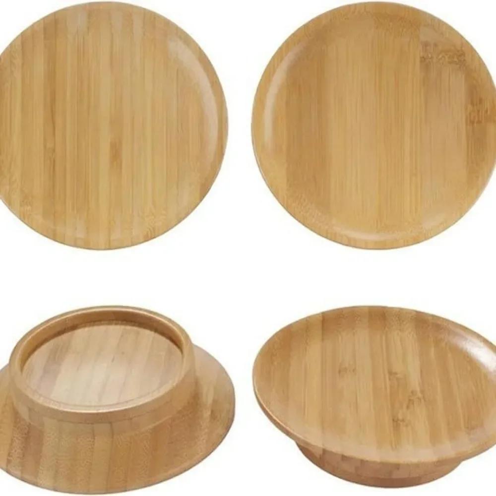 Reusable Bamboo Cup Lid for Red Wine and Food Platters Packaging with Splash-proof Function Bamboo Cup Lid Coasters 10.16*7cm