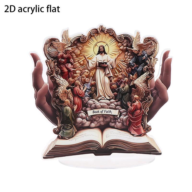 Nativity Scene Statue,2D Flat Jesus & Maria Acrylic Figurine,Home,Cafe,room,Studio,Table Ornament Christian Religion Decor