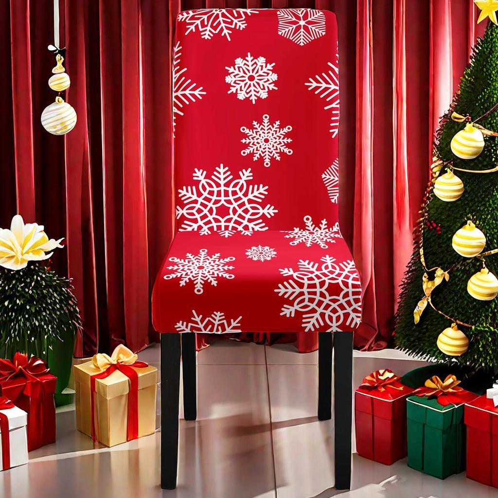 Christmas Printed Chair Cover Non-Slip Dustproof Spandex Washable Elastic Chair Cover Christmas Event Decorative Seat Protector