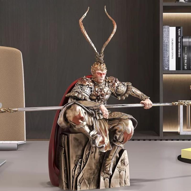 Statua di Sun Wukong, Scultura Mitologica Cinese del 'Re Scimmia', Decorazione Zen per la Casa e Punto Focale del Soggiorno, Statuetta di Ispirazione Buddista