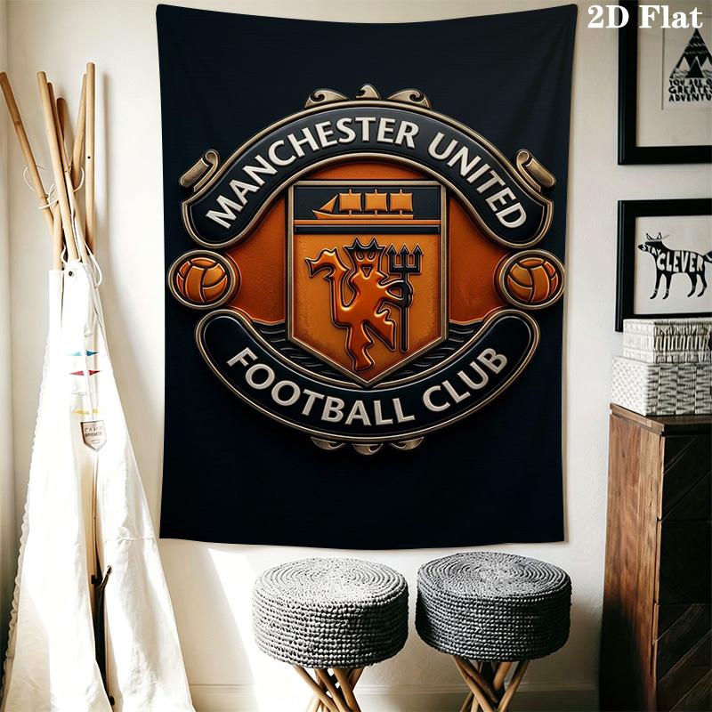 Manchester Football Club Badge Print Tapestry Fashion Print Wallmounted Atmospheric Background Cloth Background Wall Hanging Cloth Home Decor