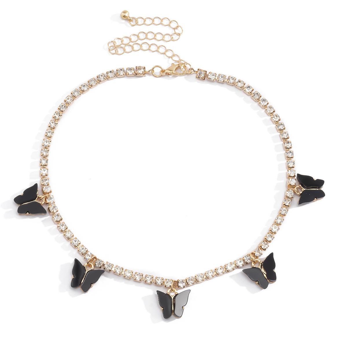Аксессуары, Простая ретро цепочка-коготь с бриллиантовым кулоном для женщин, Персонализированное акриловое колье-бабочка с характером