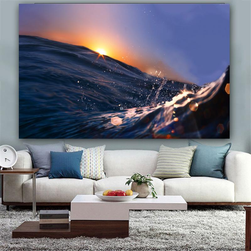 RELIABLI ART Obraz na plátně Pláž Moře Ocean Wave Quadro Domácí dekorace Plakáty a obrazy Plakát Nástěnné obrazy do obývacího pokoje