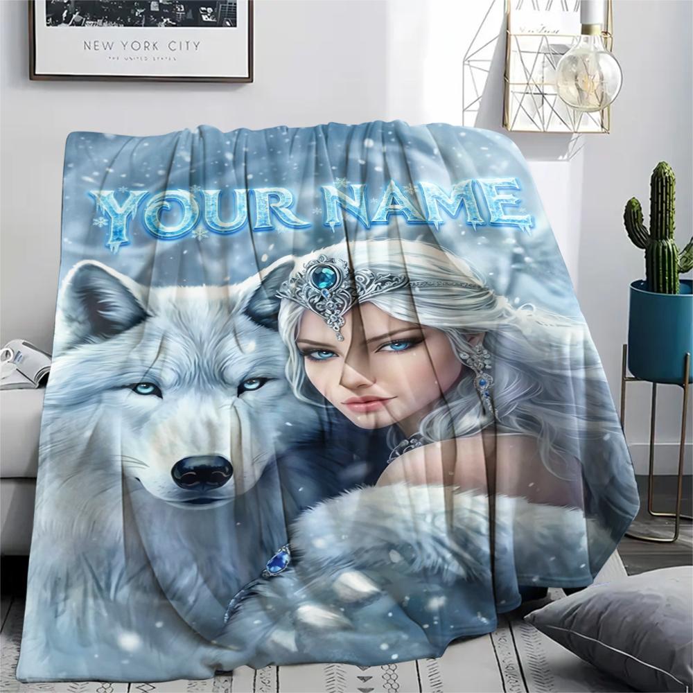 1PC Custom Name Pink Angel Skulls Patterned Flannel Blanket Suitable For All Seasons for Home Decor Warmth and Comfort Gifts Holiday Present_lx