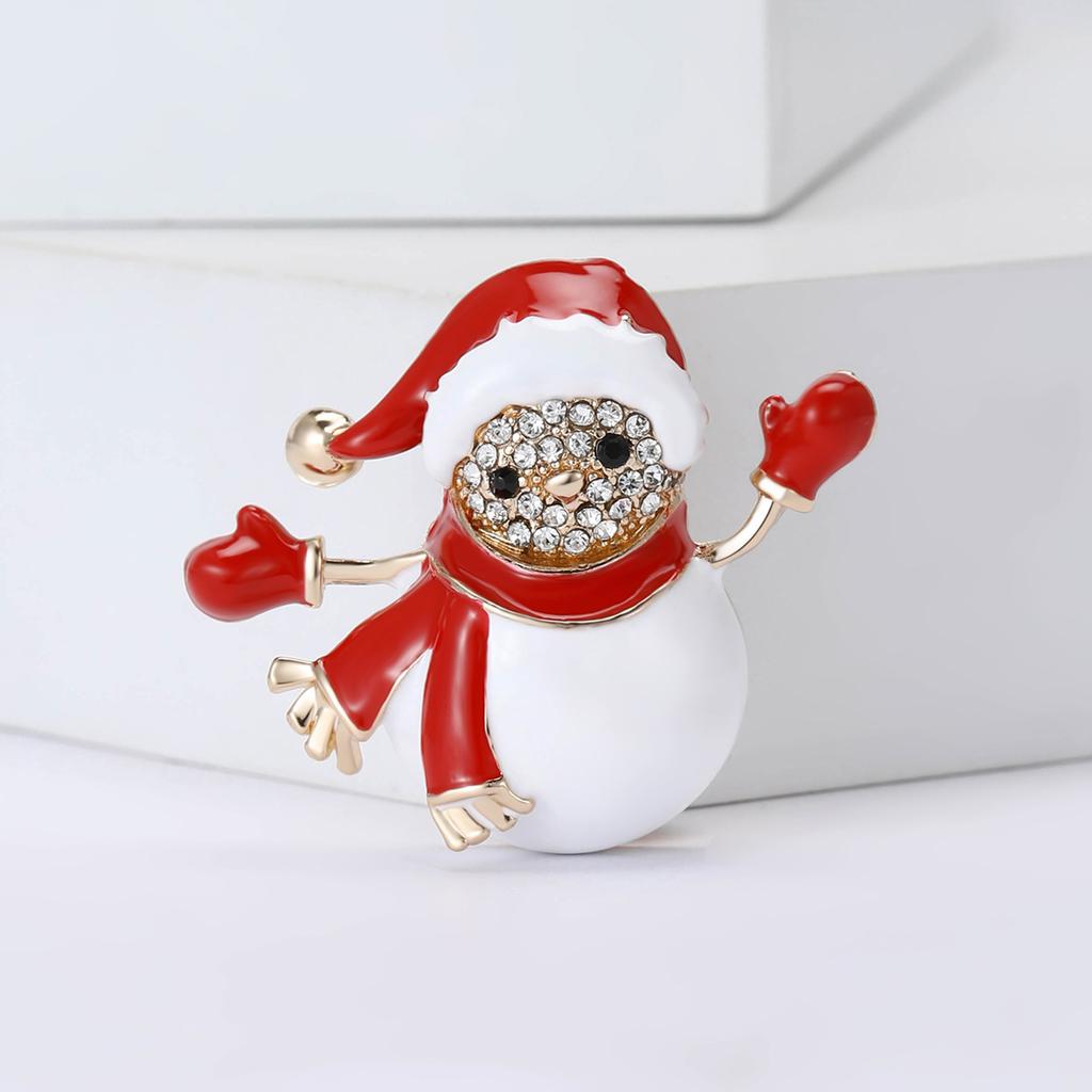 Christmas Classic Enamel Snowman Brooches for Women Rhinestone Snowflake Pin Event Party New Gift Decoration Clothes Accessories