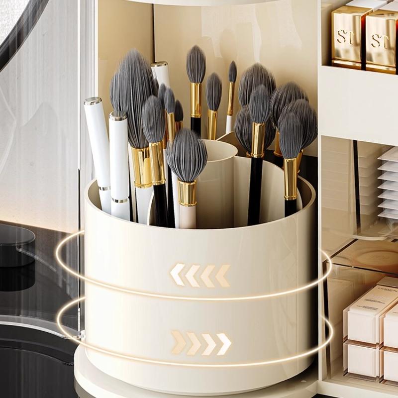 Desktop Cosmetics Storage Box Organizer Rotating Dust-proof Makeup Brush Holder Light Luxury Compartment Lipstick Storage Holder