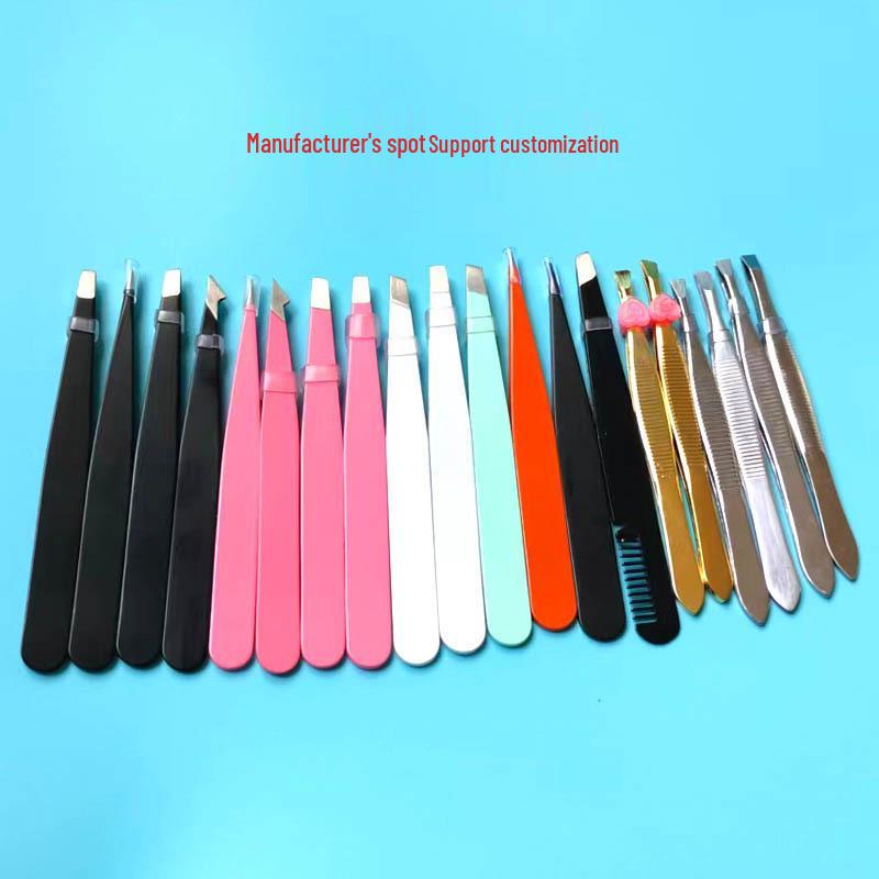 High-Quality Stainless Steel Black Eyebrow Tweezers Set for Multi-Purpose Hair Removal.