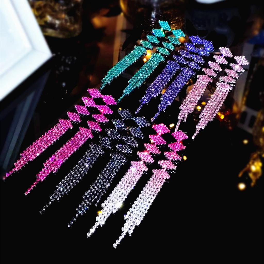 High-end luxury shiny long fringed earrings