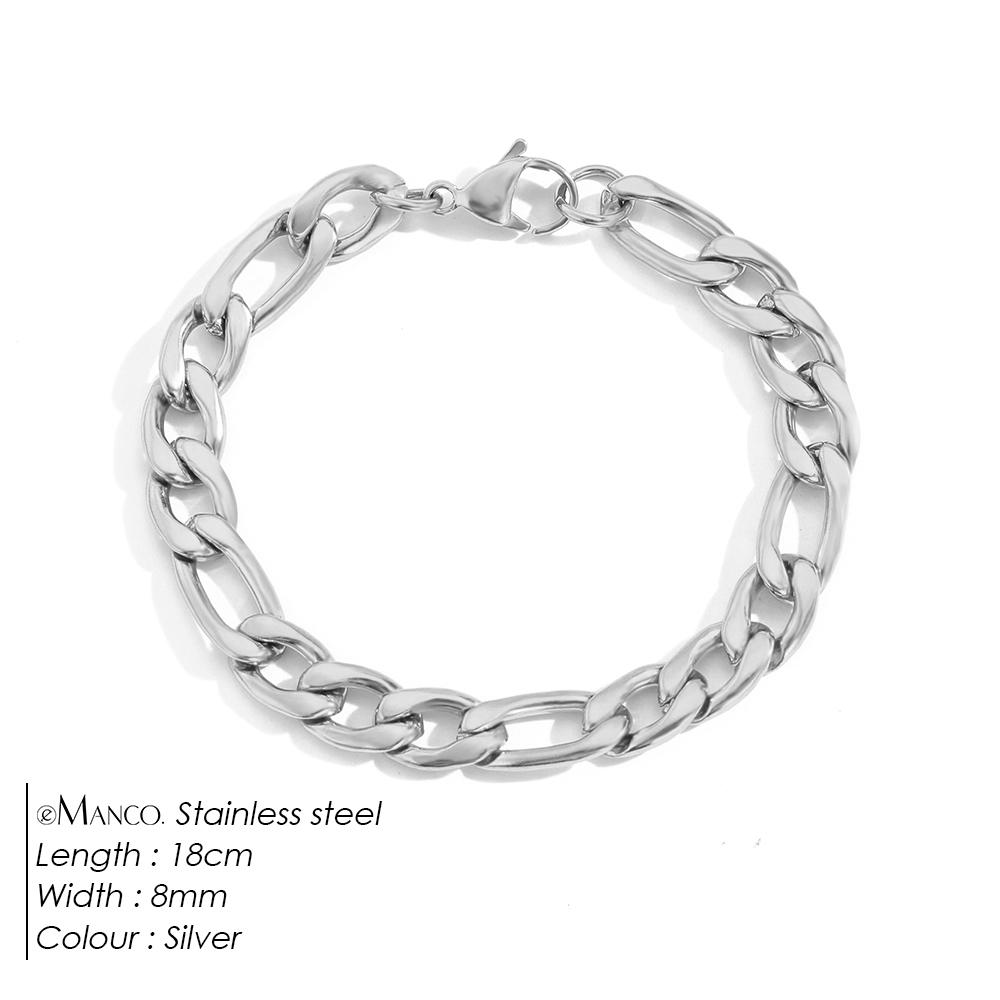EManco Female Figaro Link Chain Stainless Steel Bracelet Gold Charm Bracelets Chain Bracelets for Women Man Gifts