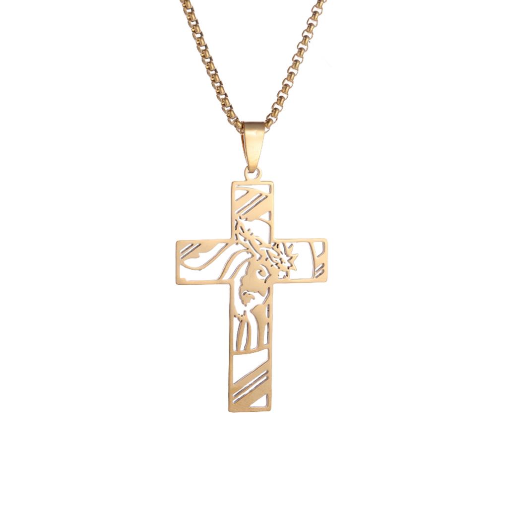 Religious Crucifix Pendant Necklace Adjustable Length Neckchain for Men and Women Stylish Faith Symbol Jewelry Accessory