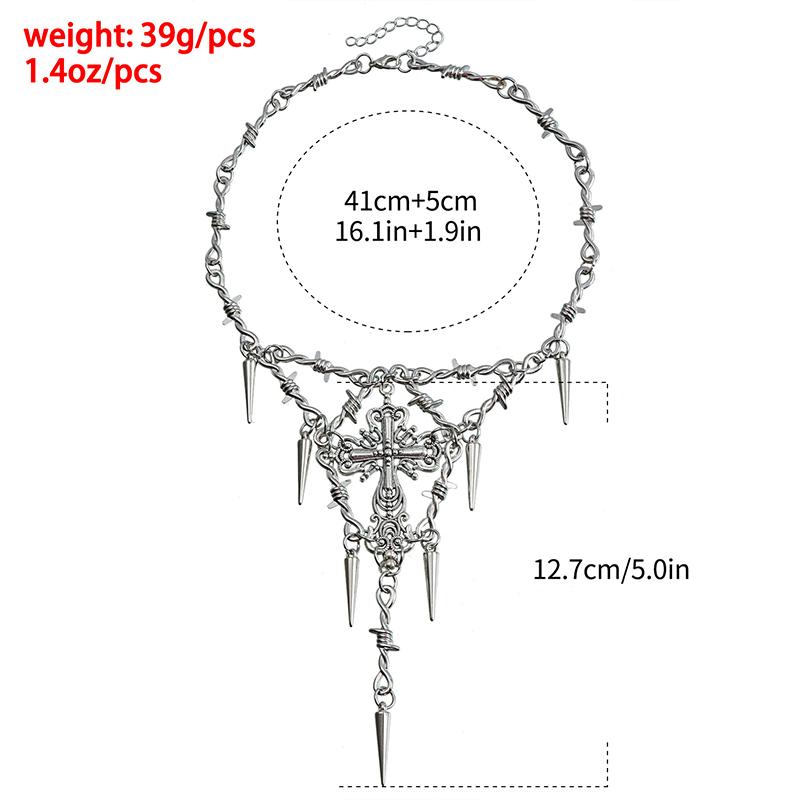 Punk Metal Thorn Rivet Choker Necklace For Men Woman Gothic Hip Hop Double Layer Clavicle Chain Necklace Y2K Jewelry Accessories