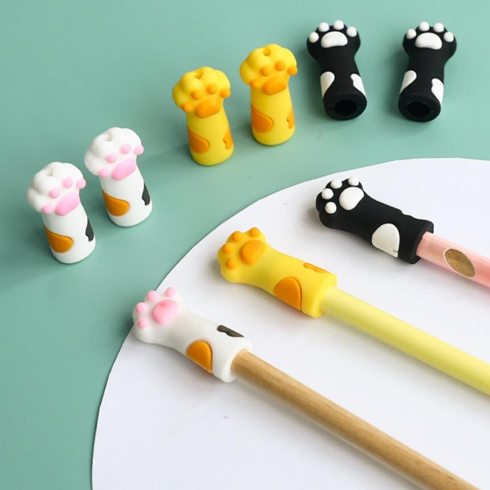 1pc Kawaii Cat Pencil Cap Cartoon Silicone Pen Topper Covers For Kids Cute Pencil Extender Stationery School Supplies