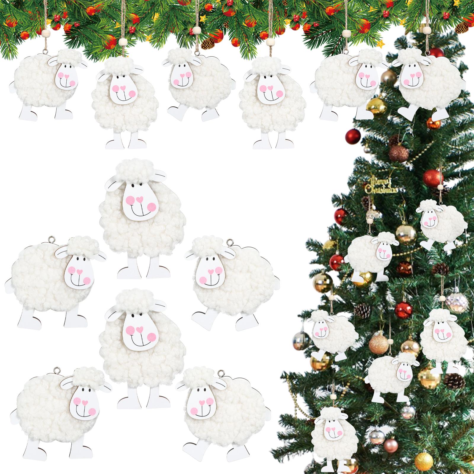 

6Pcs Christmas Felt Sheep Ornaments Decorative Hanging Ornament Sheep Plush Hanging Lamb Christmas Tree Ornaments Cute Lamp Hang білий