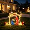 Lighted Christmas Yard Art Nativity Garden Ornament, Metal with Warm Glowing Night Decor LED Lights, Light-Up Religious Decoration for Lawn