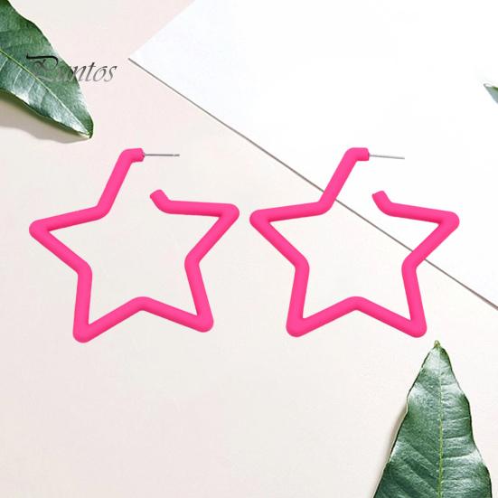 1 Paar übertriebene hohle Sternform-Ohrstecker, Bonbonfarben, Acryl-Ohrstecker, Modeschmuck, Zubehör, Geschenk