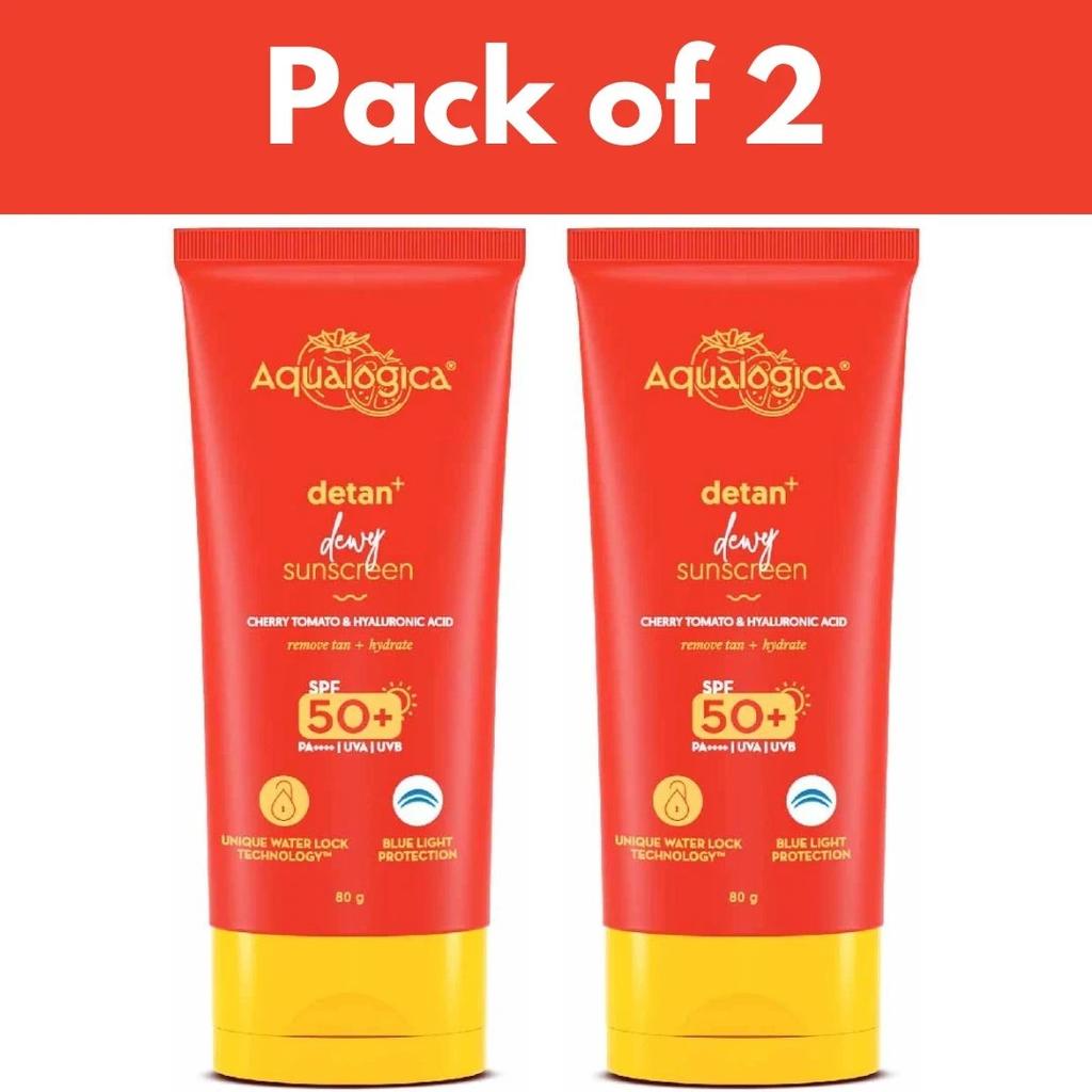 Aqualogica Detan+ Dewy Sunscreen with Cherry Tomato with SPF 50 & PA++++ 80g
