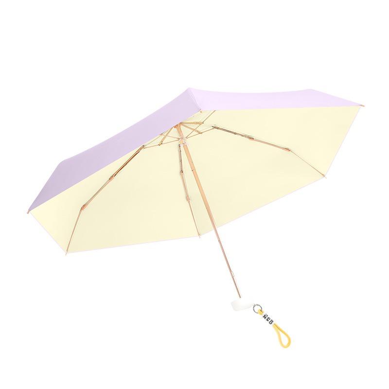 New 50-fold flat six-bone colored glue fabric flat six-fold gold steel skeleton candy color sunscreen sunshade pocket umbrella