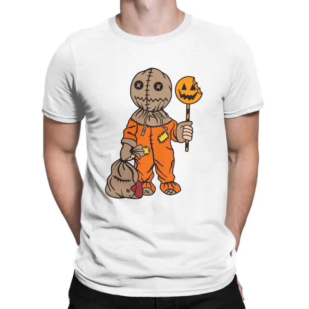 Trick R Treat Sam Men Casual T Shirts Halloween Pumpkin Amazing Tee Unisex Summer Short Sleeve Streetwear Tops Ropa Hombre