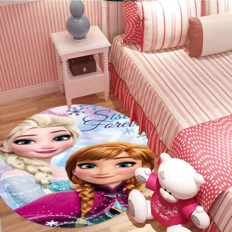 Anna and Elsa Print Round Rug, Suitable for Decorating Living Rooms, Bedrooms, Tables, Chairs, Sofas, Etc.