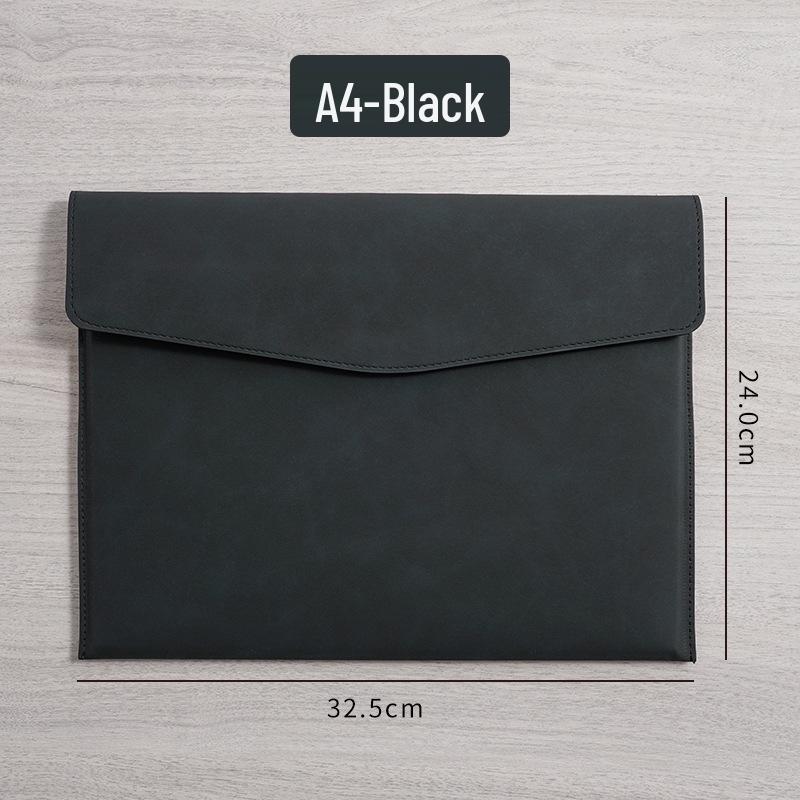 A4 Waterproof Leather Document Briefcase with Snap Closure and Large Capacity