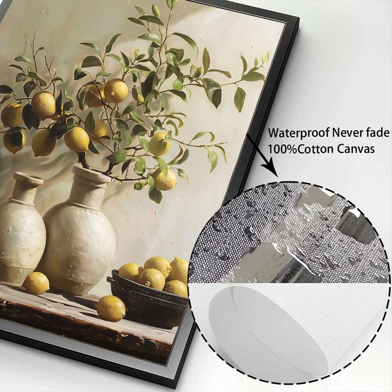 Vintage Stillleben Poster Drucke Zitrone Olivenbaum Pflanzen in Vase Wandkunst Leinwandmalerei Botanisch Antik Heim Zimmer Dekor