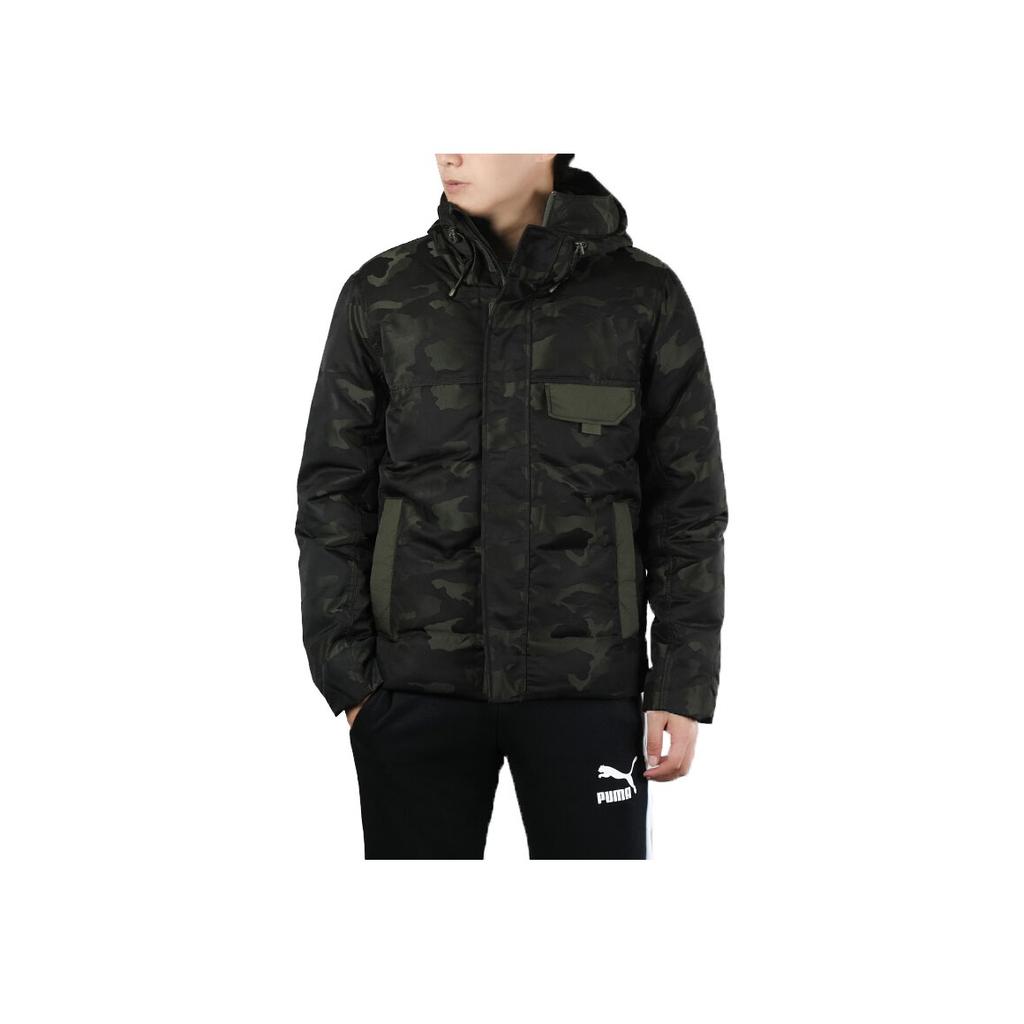 Puma Streetstyle 480 Hooded Camouflage Thick Down Jacket Men Jackets Dark-Green 581639-70