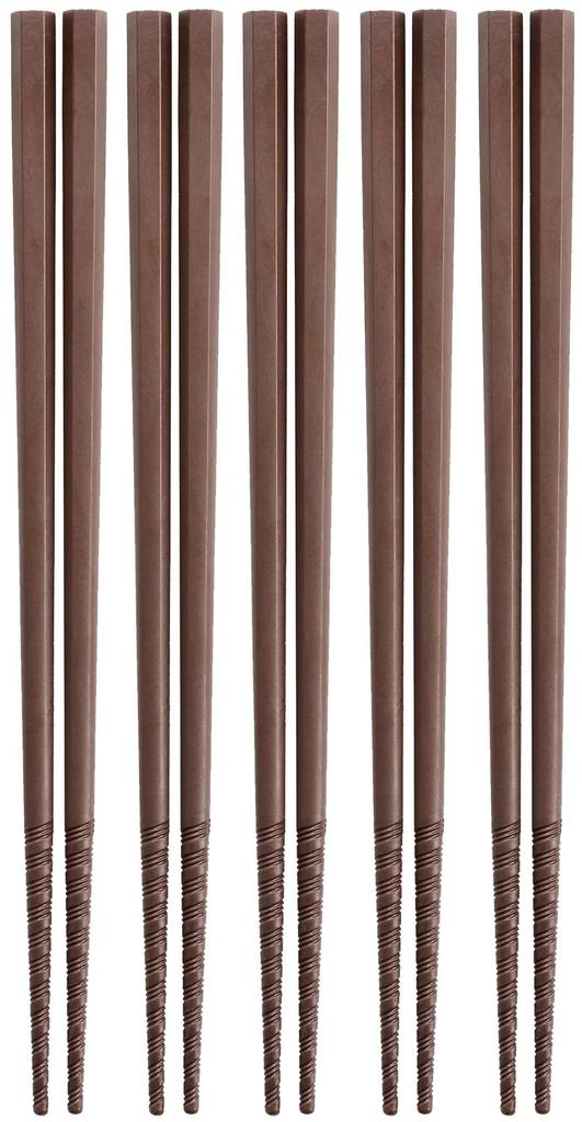 Akebono Sangyo Tornado Set of 5 Made in Chopsticks, Brown, 21cm, Pairs, Japan, PM-105