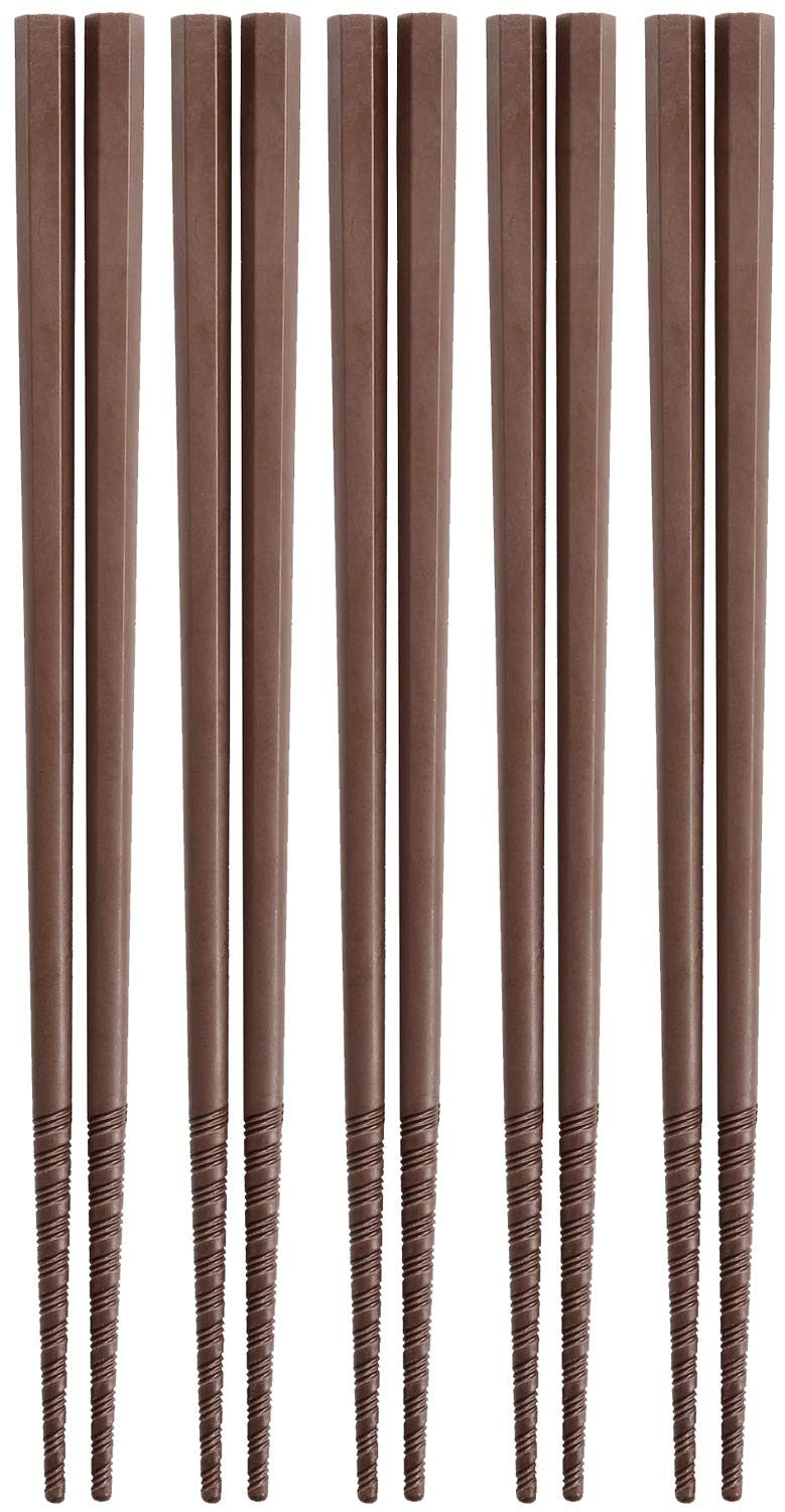 Akebono Sangyo Tornado Set of 5 Made in Chopsticks, Brown, 21cm, Pairs, Japan, PM-105 коричневый