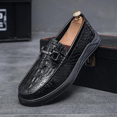 2025 Spring New Driving Shoes Overboard Shoes Men's Inner Height Increase Non-slip Lazy One-pedal Casual Leather Shoes Men