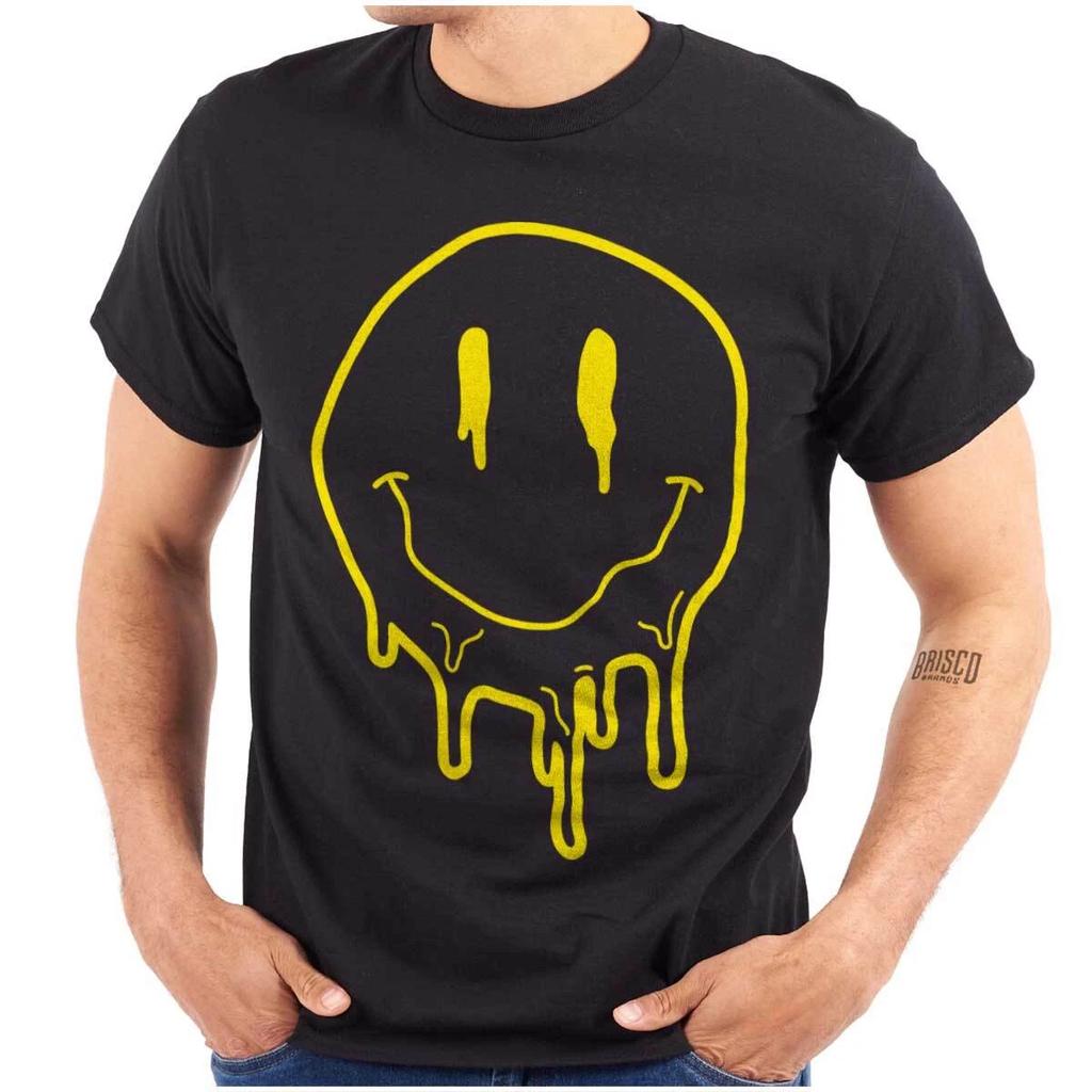 Cool Punk Grunge Melting Happy Face Smile Womens or Mens Crewneck T Shirt Tee