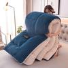Solid Color Milk Velvet Winter Quilt with Flannel & Lambswool Core - Thick Warm Mattress Topper