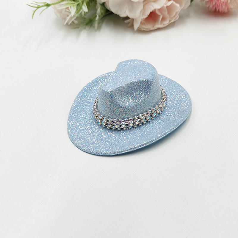 Holographic Neon Glitter Mini Cowboy Hat Western Theme Party Decoration Shiny Prop for Birthday Festival Events