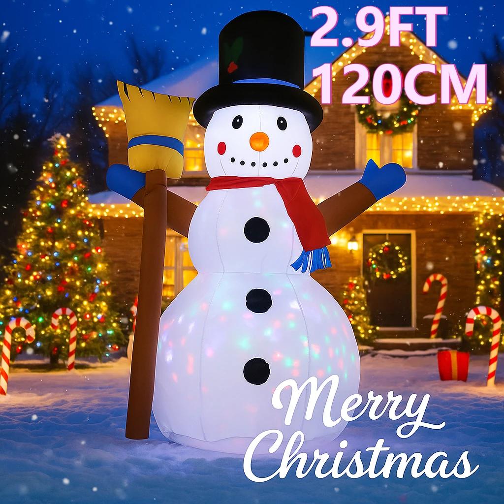 

3,9 фута Светодиодный Надувной Декор для Двора Рождественский Снеговик с Метлой Рождественский Наружный Домашний Декор Украшение Праздничная Игрушка Подарки Принадлежности Декор UK Plug