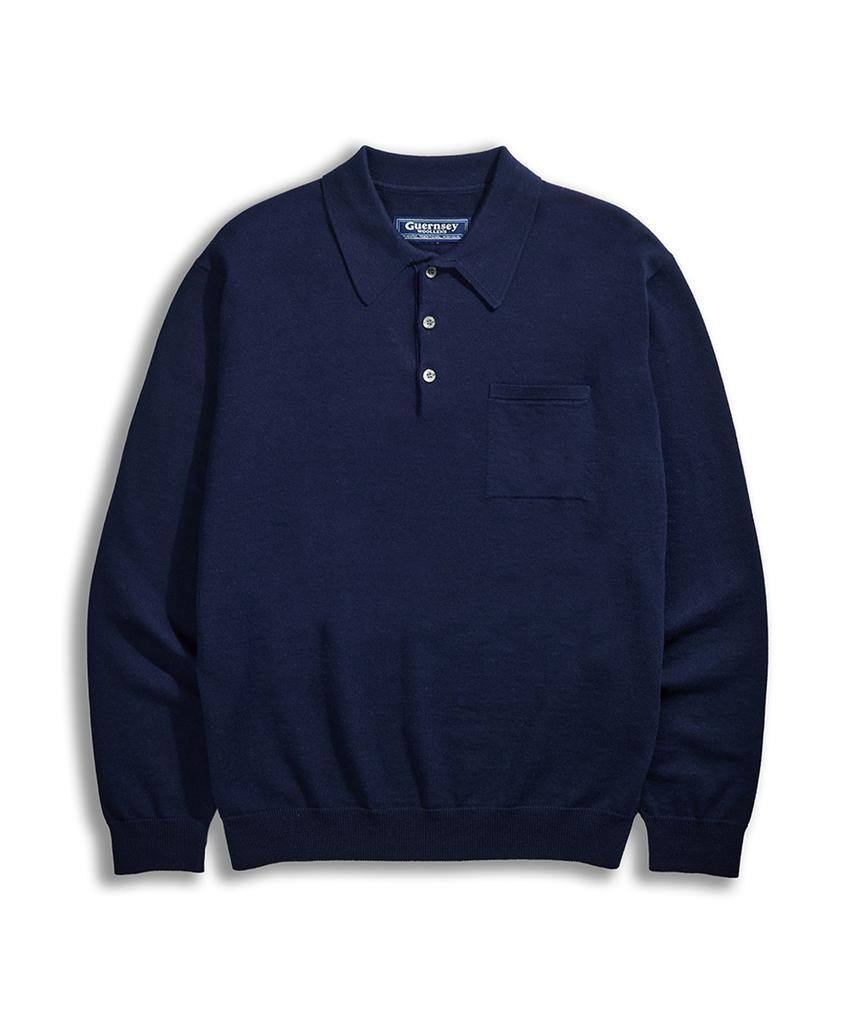 Geonjiulleunseu Cashmere Blend Pocket Collar Knit - Navy