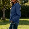 Women's Loose Fit V-Neck Hoodie with Drawstring and Pockets, Long Sleeve Color for Everyday Wear