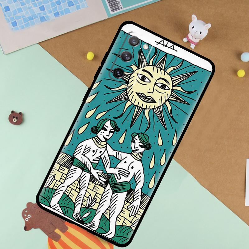 The SUN Tarot card Soft Case For Samsung Galaxy S25 Ultra S9 S10 S20 FE S21 S22 S23 Plus S24 Ultra Funda Cover