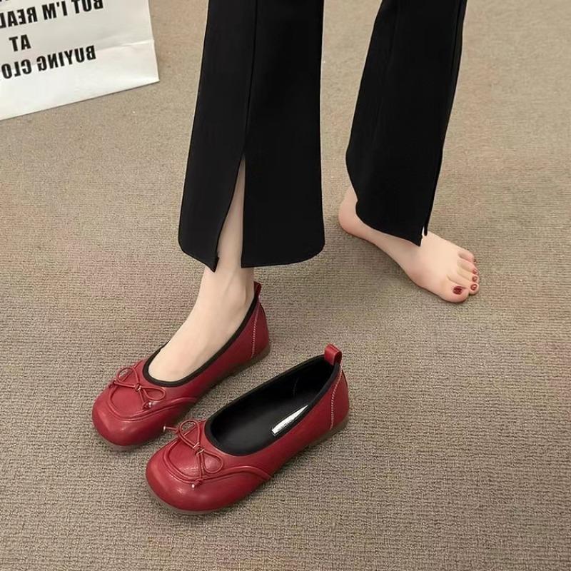 Fashion 2024 Summer Fashion Women's Elegant Square Toe Slip-On Bow Flat Low Shoes